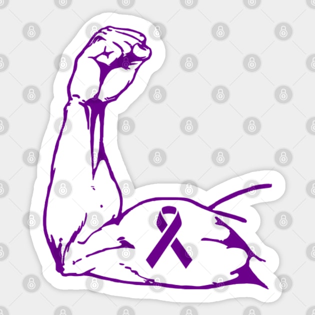 Flexed arm with a Dark Purple Awareness Ribbon Sticker by CaitlynConnor